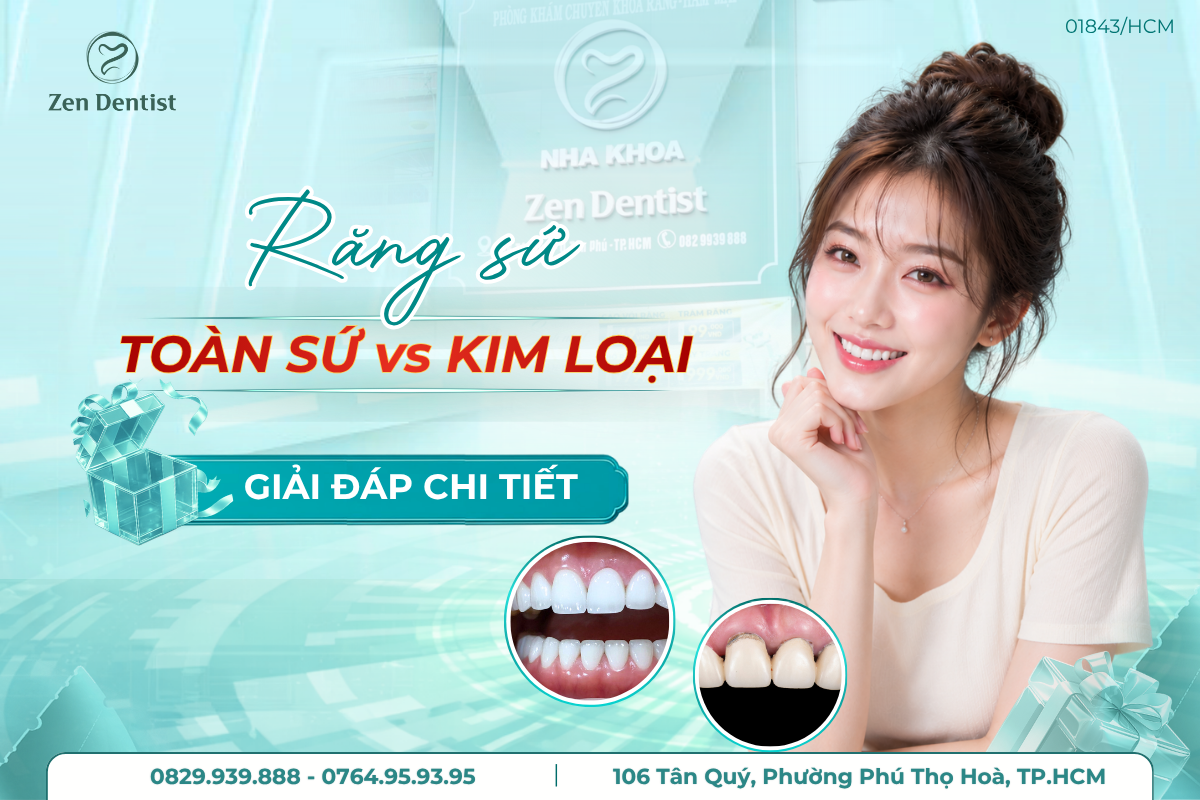 răng sứ toàn sứ và kim loại khác nhau thế nào